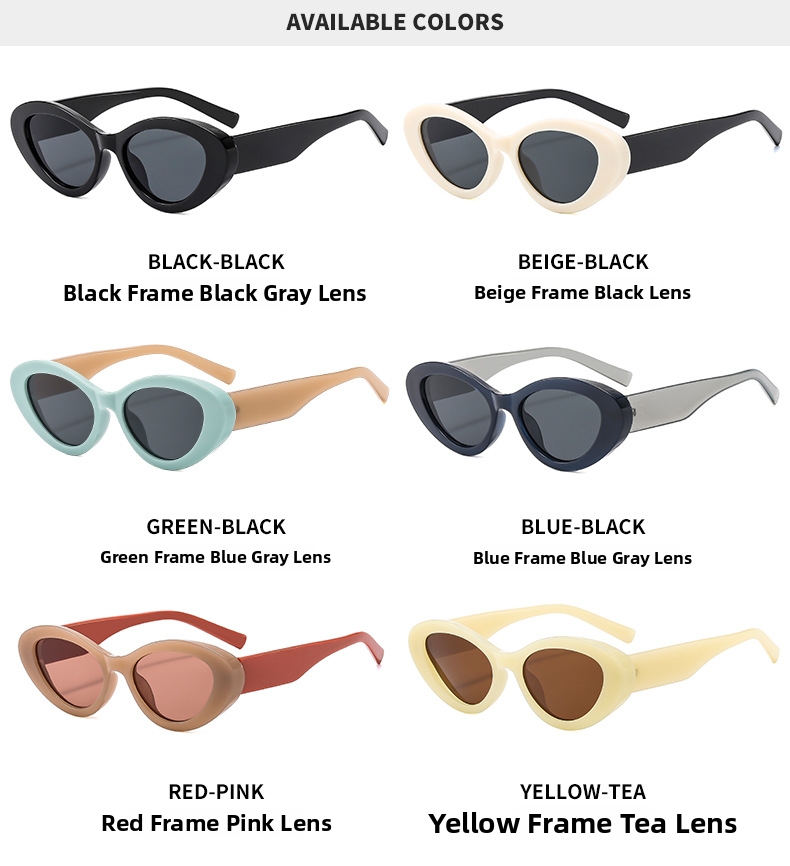 Lunettes de soleil tendance œil de chat couleur gelée pour femmes, protection UV, monture complète noire, style streetwear minimaliste_voghion.com