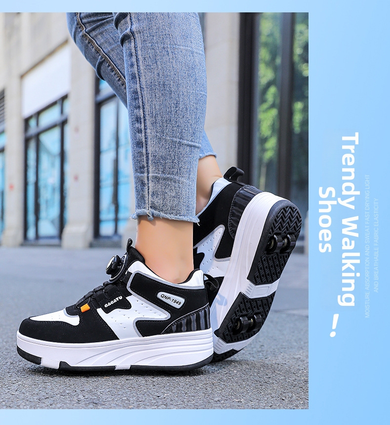 Roller Skates Sneakers For Kids Lightweight Breathable Wheeled Shoes_voghion.com