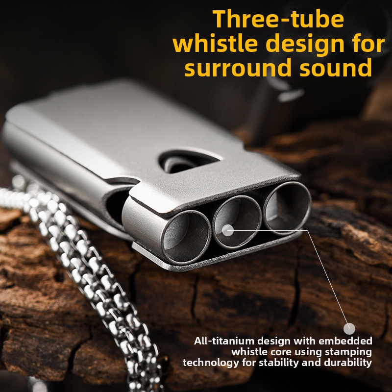 Titanium Alloy Triple Tube Survival Whistle High Volume Outdoor Emergency EDC Tools_voghion.com