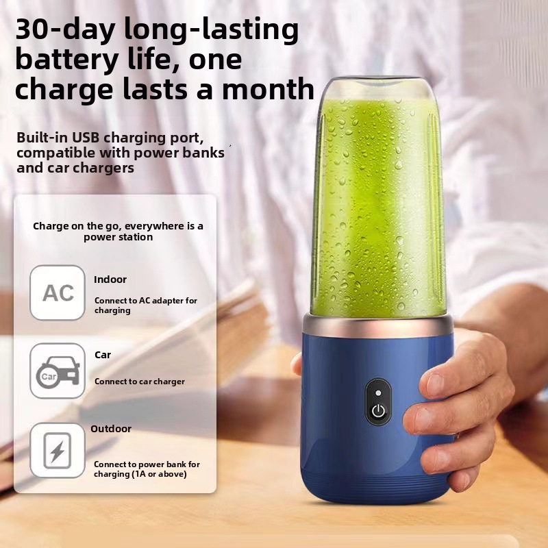 Portable USB Rechargeable Juicer – 150W High-Speed Blender With 6-Blade Stainless Steel, 600ml BPA-Free Cups_voghion.com