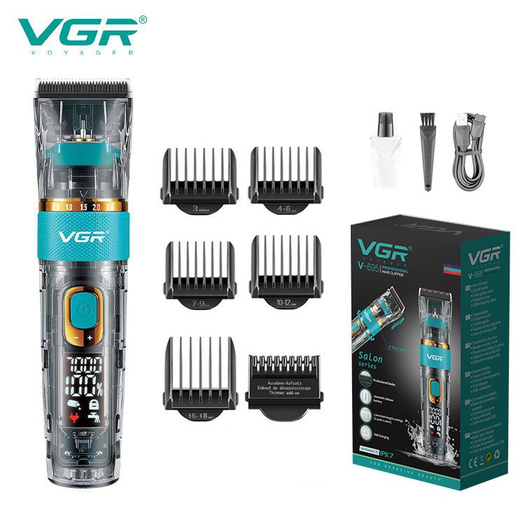 Professional Transparent Hair Salon Clipper Fully Washable IPX7 Electric Digital Display Shaving Clipper for Home Use_voghion.com