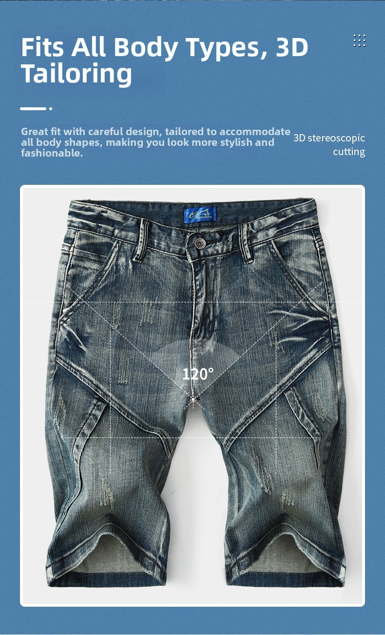 Herren Vintage Patchwork Jeansshorts Im Lässigen Cargo Stil_voghion.com