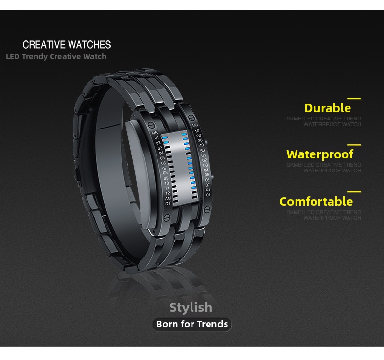 Montre digitale rétro led étanche unisexe pour les couples_voghion.com