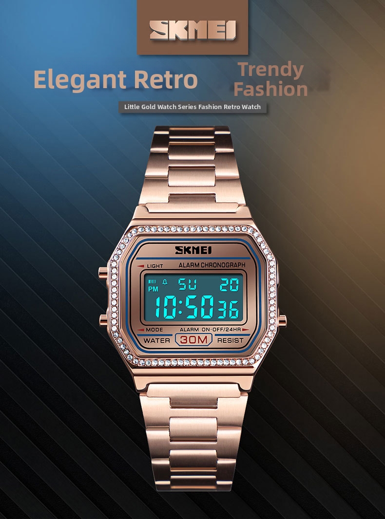 Men's Digital Watch With Square Dial And Steel Strap For Women_voghion.com