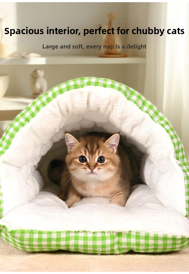 Geschlossenes Katzenbett Höhle Wärmender Kuschelsack Für Katzen_voghion.com