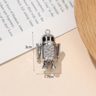 Cross-border new cartoon diamond robot necklace trendy hip-hop street pendant long sweater chain accessories