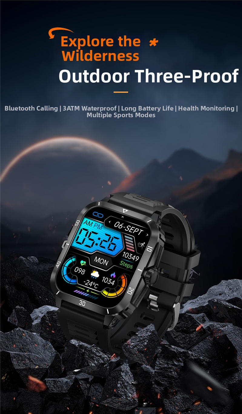 Smartwatch Rugged Sports Watch With Bluetooth And Touchscreen_voghion.com