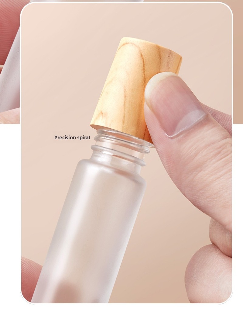 5/10 ml Milchglas-Rollerflasche, Holzmaserung, Kunststoffkappe für ätherische Öle, Roll-On, nachfüllbar, Parfümflasche, Rollerball, leer – Detail 3