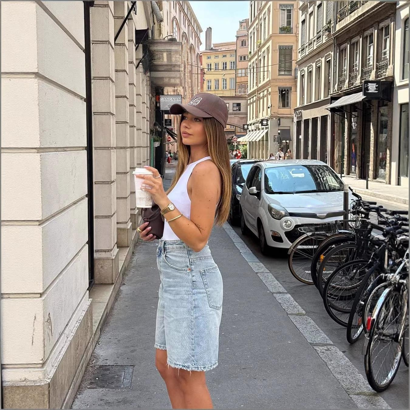 Dames jeans shorts high-waisted retro halflang losse pasvorm_voghion.com