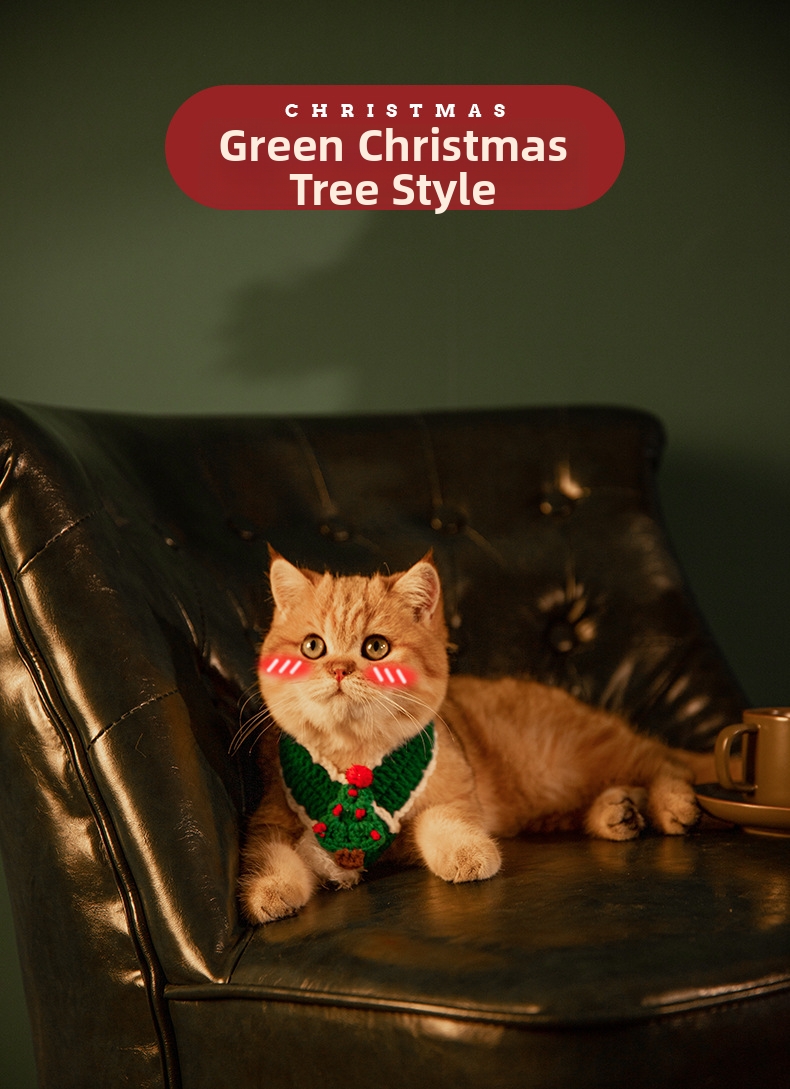 Cachecol de natal em tricô e coleira para cães e gatos_voghion.com