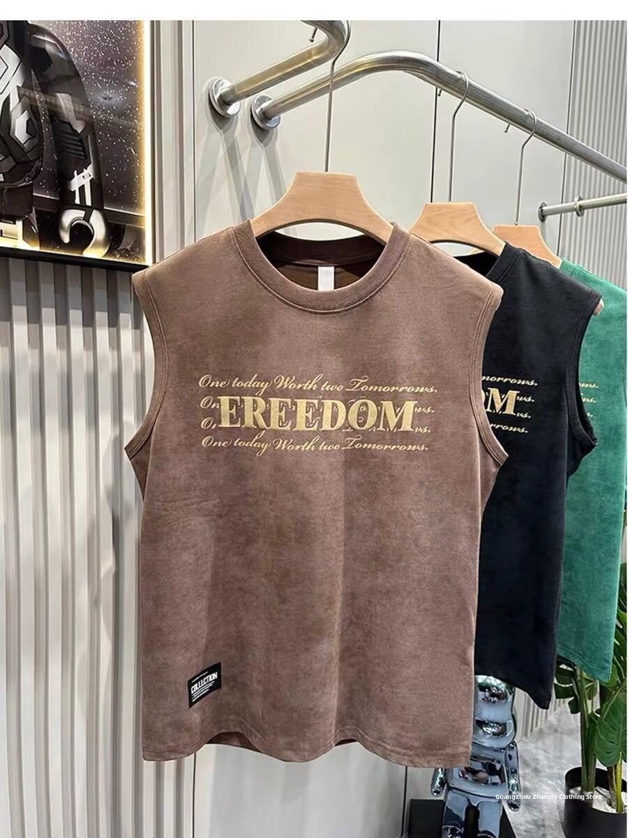 Regata masculina estampada verão muscle tee para ginásio e rua_voghion.com