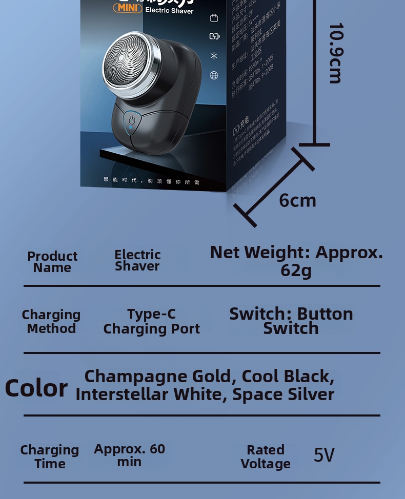 Electric Shaver Usb Rechargeable Portable Cordless Silent Trimmer_voghion.com
