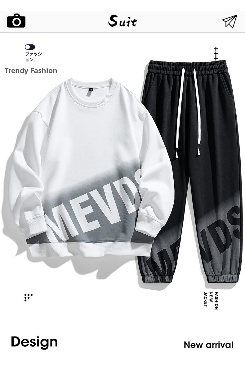 Men's Sports Sweatshirt Set Crew Neck Pullover And Jogging Pants_voghion.com