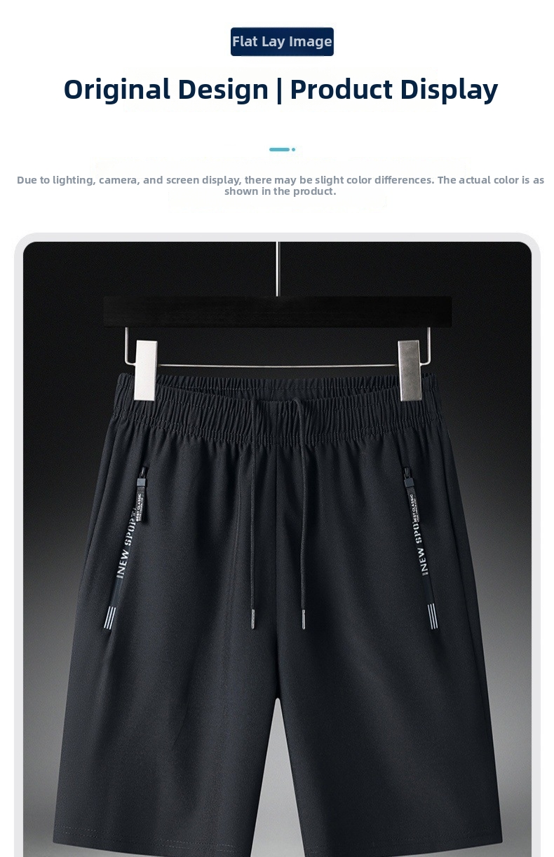 Herrenbekleidung, Herren-Freizeitshorts aus schnelltrocknender Eisseide, dünne Sporthose für Jugendliche, klimatisierte Plus-Size-Hose mit Fünf-Punkt-Funktion_voghion.com
