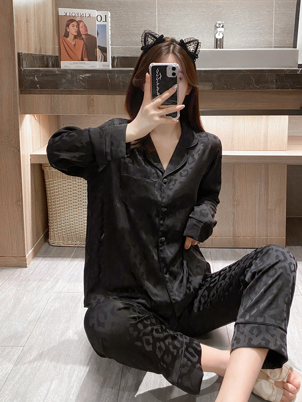 Damen Pyjama Set Aus Seide Mit Langen Ärmeln Als Homewear_voghion.com