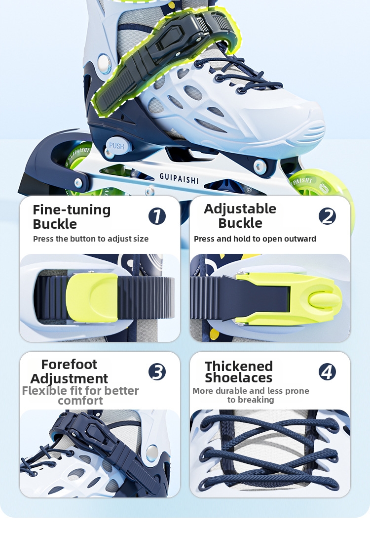 Adjustable Roller Skates For Children Beginners Ice Skating Set_voghion.com
