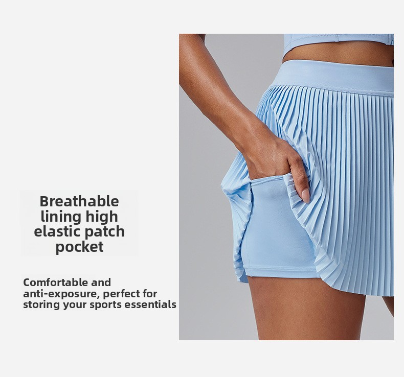 Tennis Suit Fitness Suit Women's Badminton Outdoor Sports Top Lapel Running Skirt Sports Suit_ecoleips.com