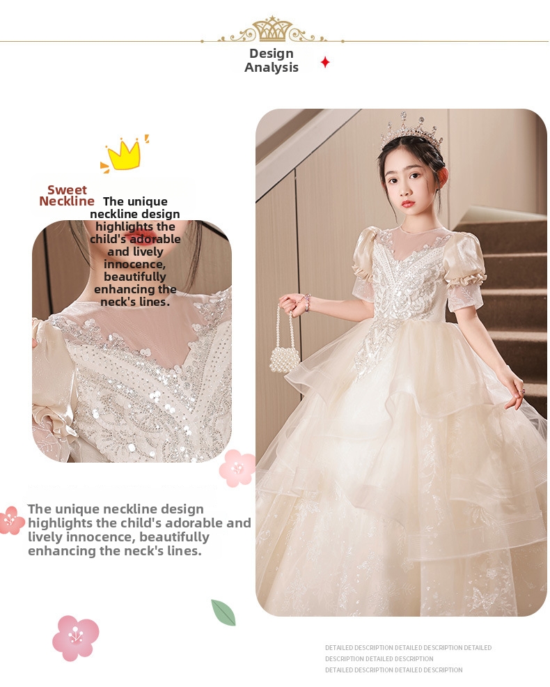Mother & Kids Girls Princess Dress Birthday Flower Girl Dresses Wedding Little Children Performance Costumes Spring Autumn_voghion.com