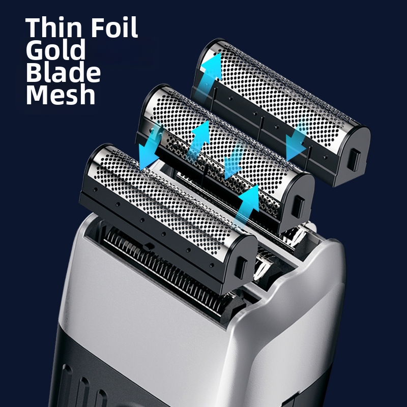 Mini afeitadora eléctrica recíproca de 3 cuchillas, recargable por USB, totalmente lavable, para el cuidado personal masculino en el hogar._voghion.com