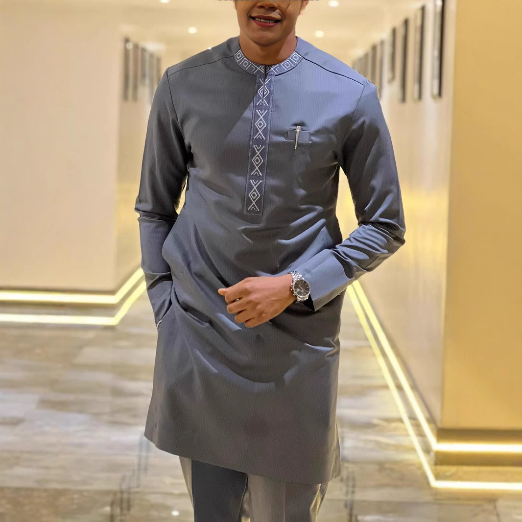 Men's Muslim Suit Long Sleeve Spring Autumn Set For Men_voghion.com