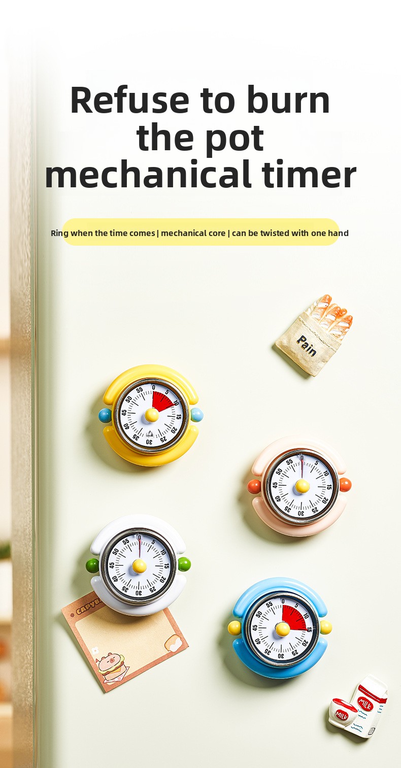 【Original】 Mechanischer, magnetischer Küchentimer mit visueller Zeitanzeige und Alarmfunktion_voghion.com
