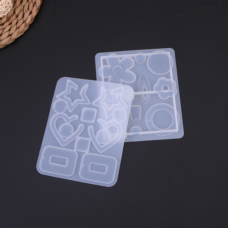 Kit de moules en résine à faire soi-même : moules en résine époxy résistants aux hautes températures pour la création de bijoux, pendentifs, boucles d'oreilles, étoiles, cœurs et rectangles._voghion.com