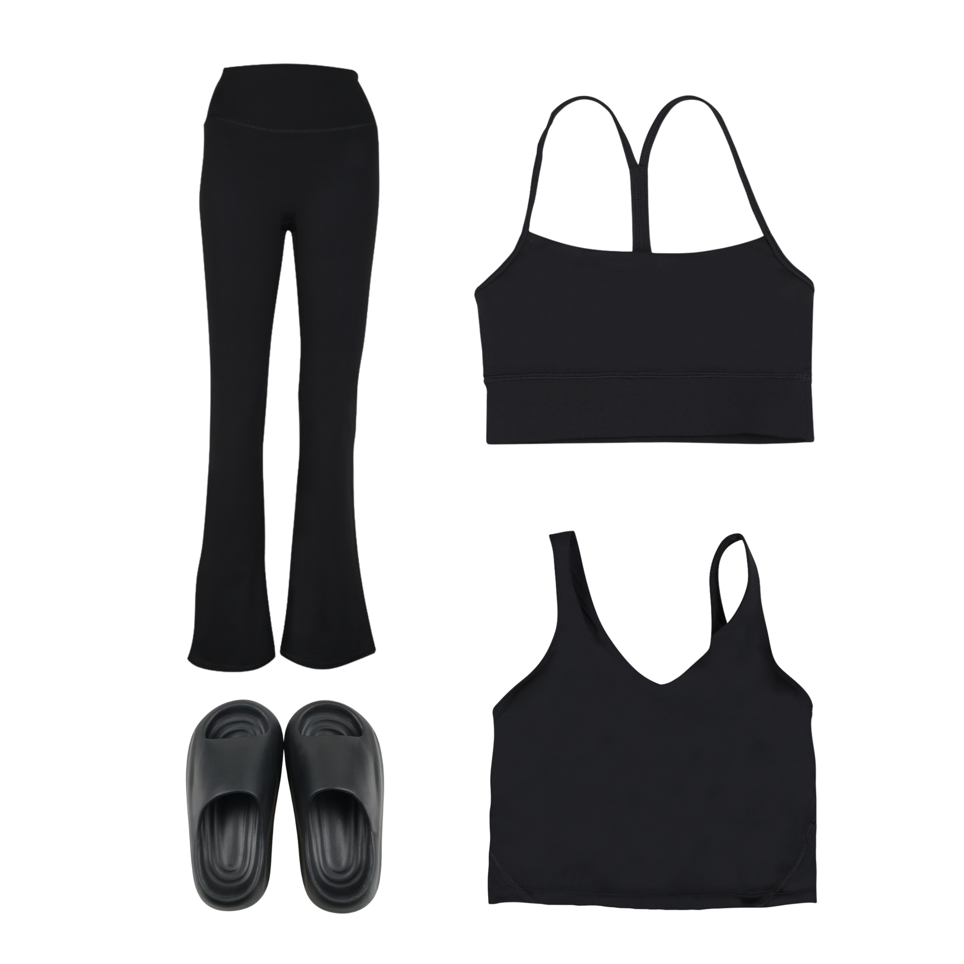 Dames active set 4-delige yoga outfit met flared broek en tops_voghion.com