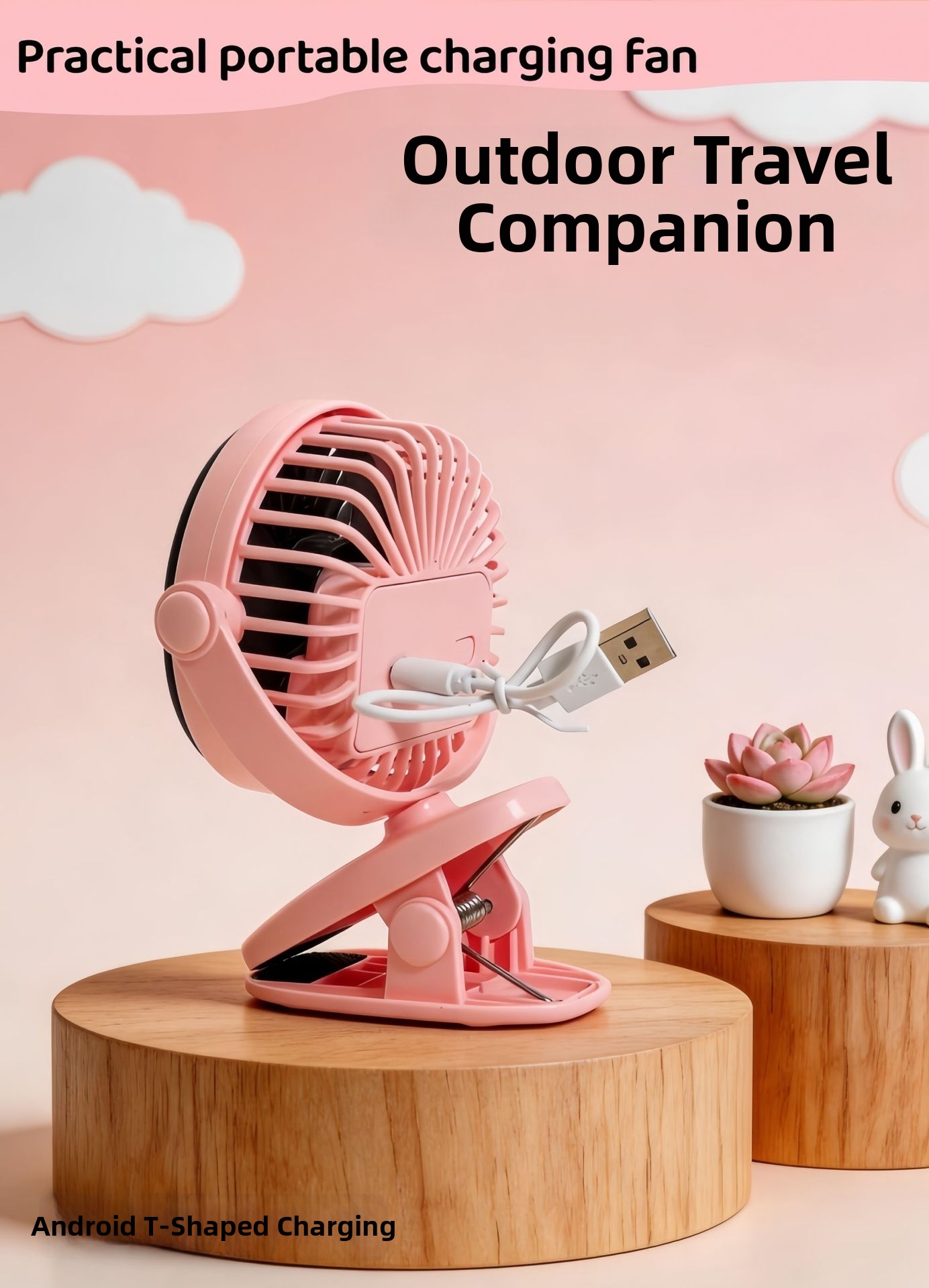 Ventilatore portatile con clip USB, mini lampada da scrivania per dormitorio, passeggino, piccolo ventilatore per uso personale_voghion.com