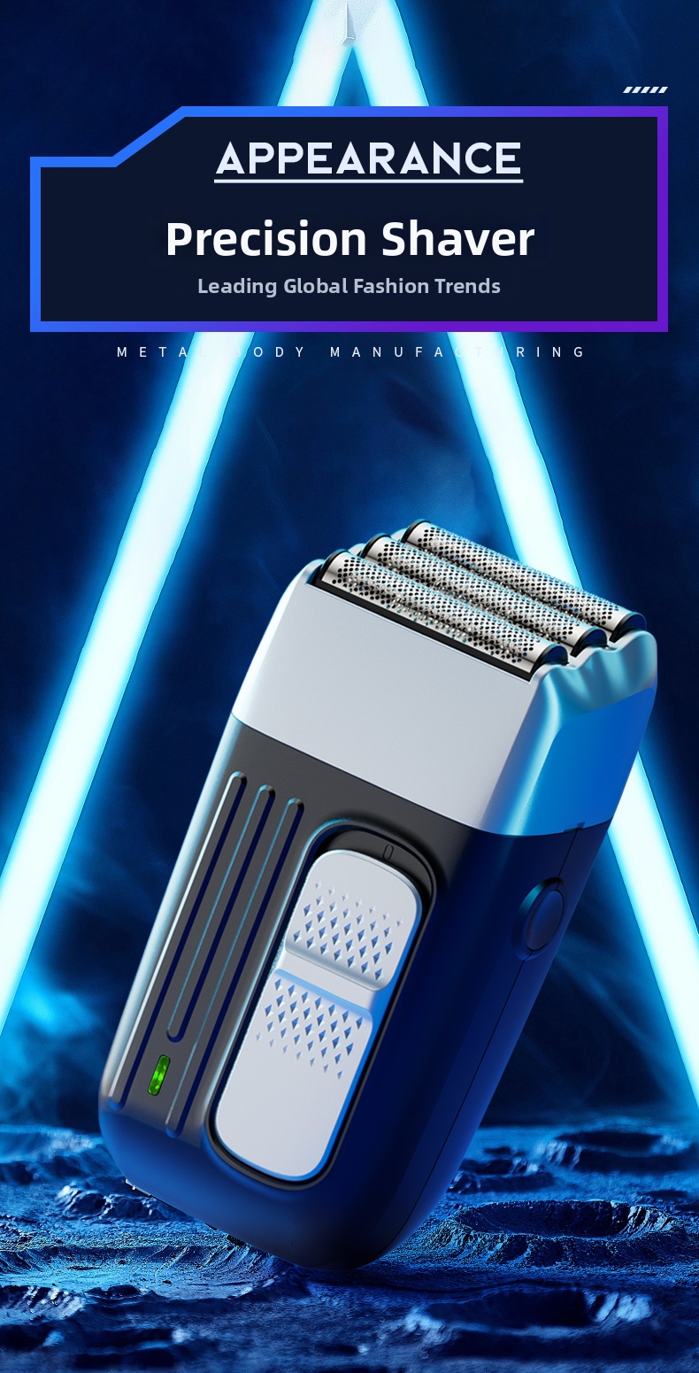 Mini afeitadora eléctrica recíproca de 3 cuchillas, recargable por USB, totalmente lavable, para el cuidado personal masculino en el hogar._voghion.com