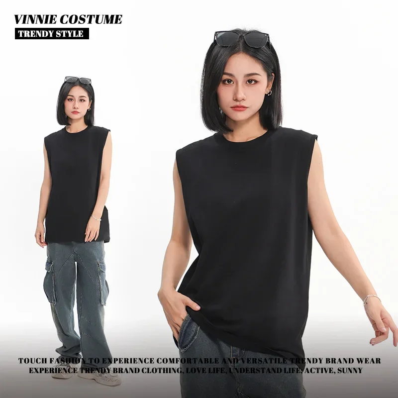 Japanese sports tank top for leisure, T-shirt sleevless, loose fit