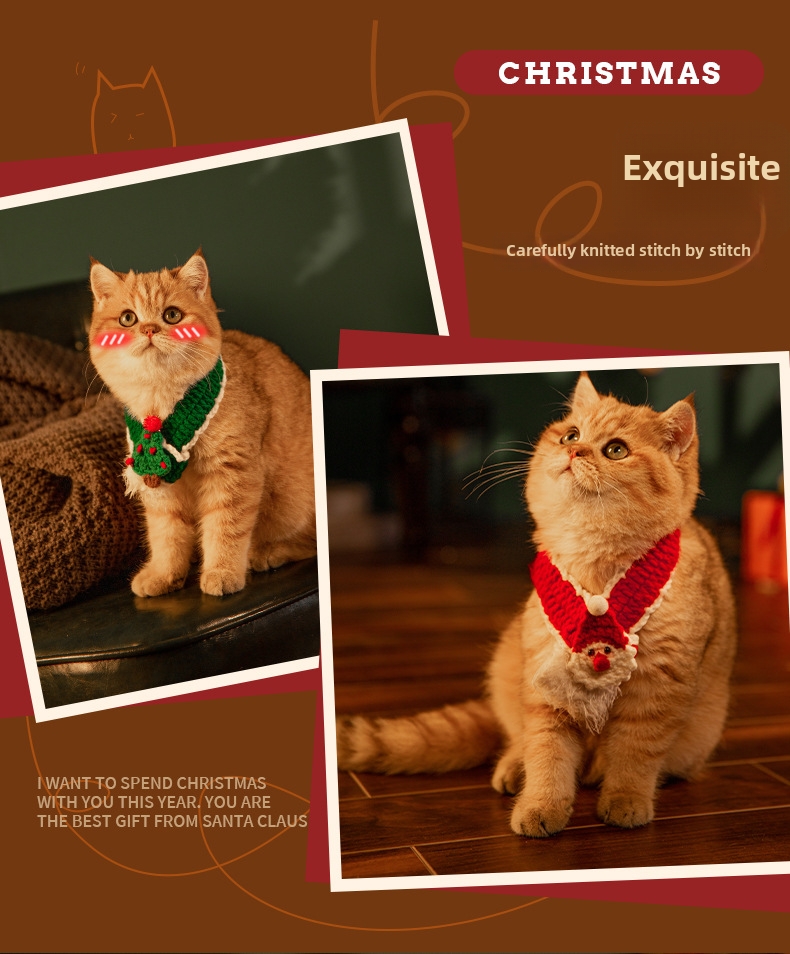 Cachecol de natal em tricô e coleira para cães e gatos_voghion.com