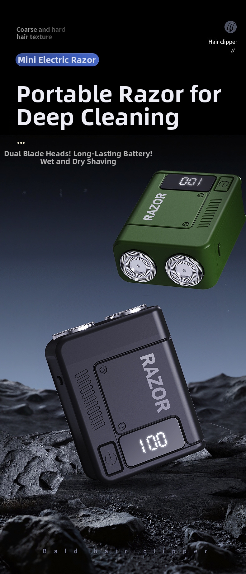 Mini afeitadora eléctrica para hombre recargable y lavable_voghion.com