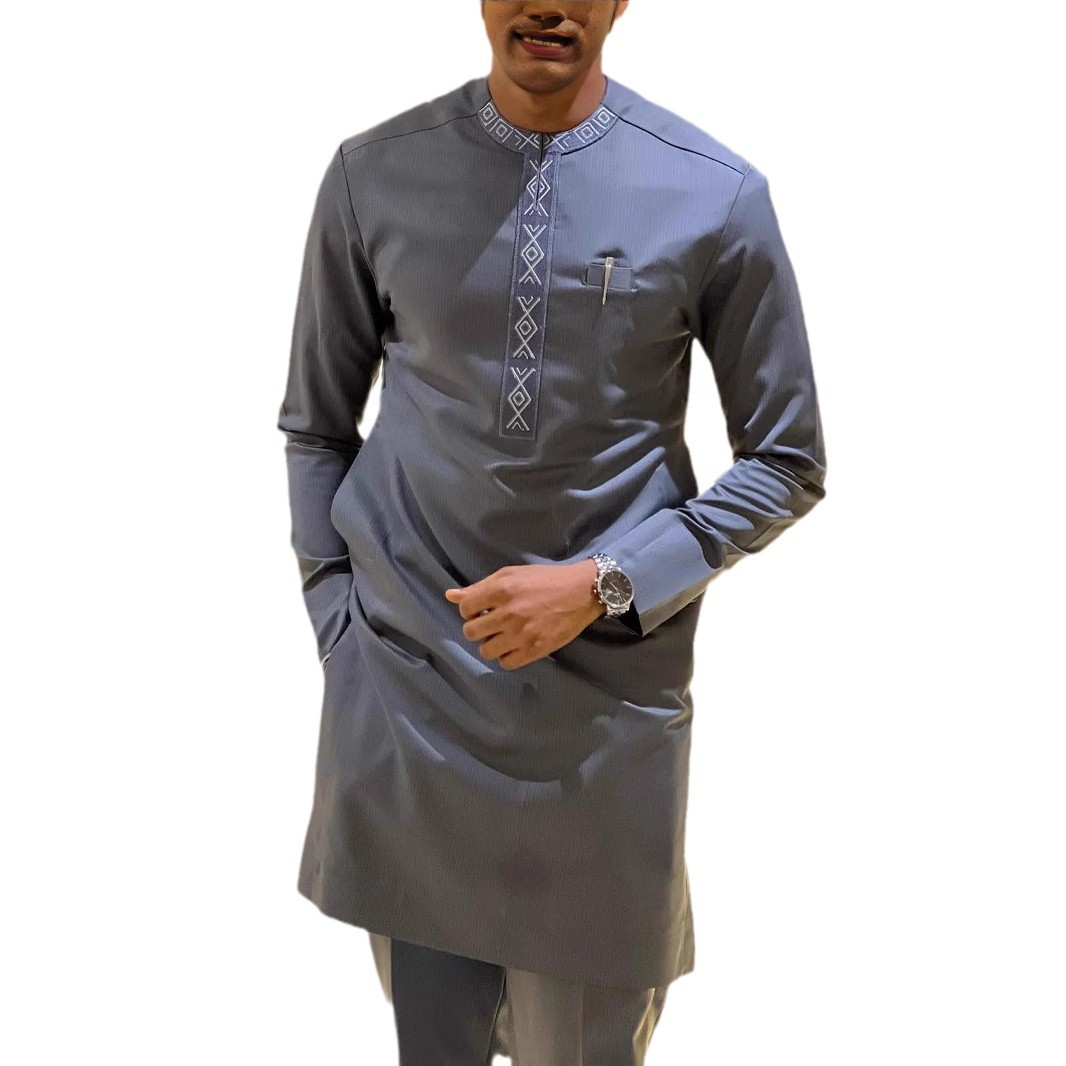 Men's Muslim Fashion Long Sleeve Suit Spring Autumn Set_voghion.com
