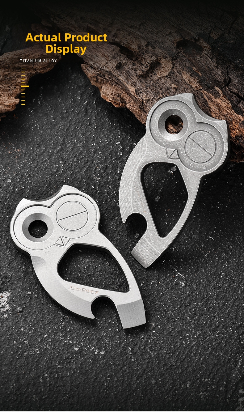 Titanium Alloy Owl Bottle Opener Portable Outdoor Tool Keychain_voghion.com