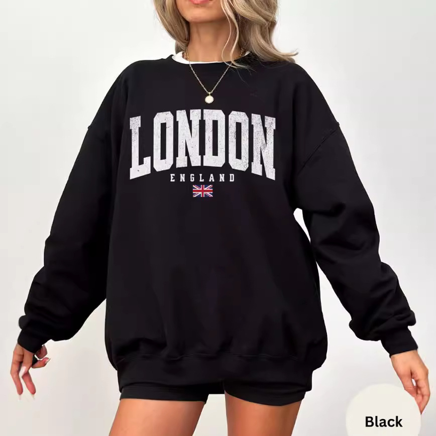 Women's Large Letter Print Pullover Sweatshirt Casual Loose Long Sleeve Top For Autumn Winter European American Style_ecoleips.com