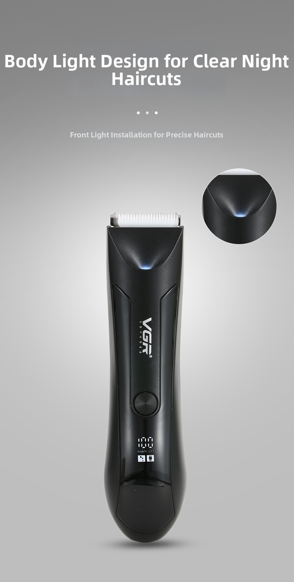 Vgr951 Electric Hair Trimmer For Men Washable With Lcd Display_voghion.com