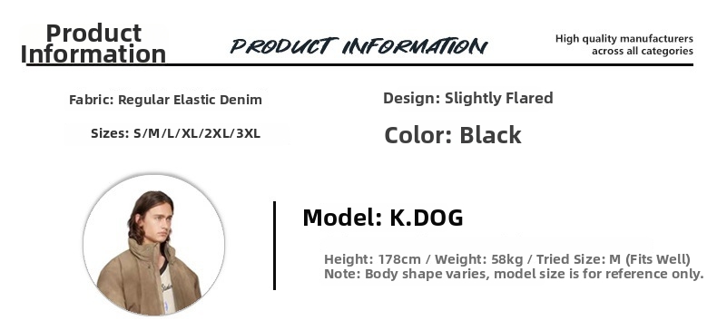Men's Slim Fit Stretch Jeans Bootcut Denim Pants Vintage Wash Retro Flared S-3XL_mkmklike.com