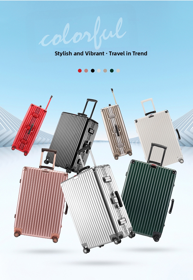 Rolling Suitcase With Aluminum Frame And Combination Lock Pc Material_voghion.com