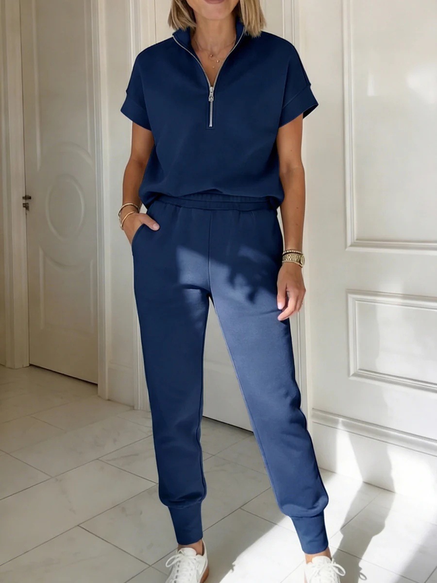 Spring Summer Sports Casual Two Piece Set T-Shirt And Pants Women's Clothing American Style_ecoleips.com