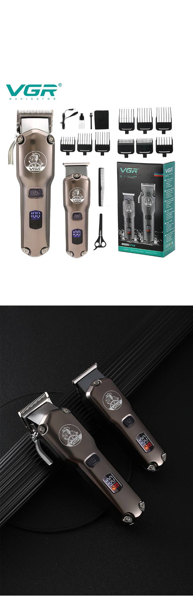 Electric Hair Clipper Set With Lcd Display Professional Salon Tool_voghion.com