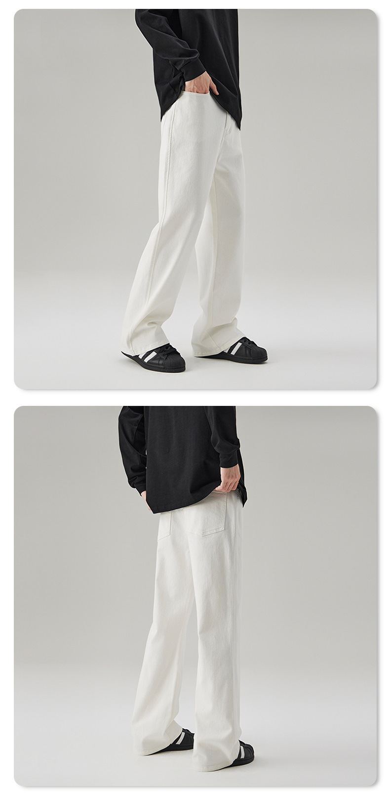 Men's Slim Fit Stretch Jeans Bootcut Denim Pants Vintage Wash Retro Flared S-3XL_mkmklike.com