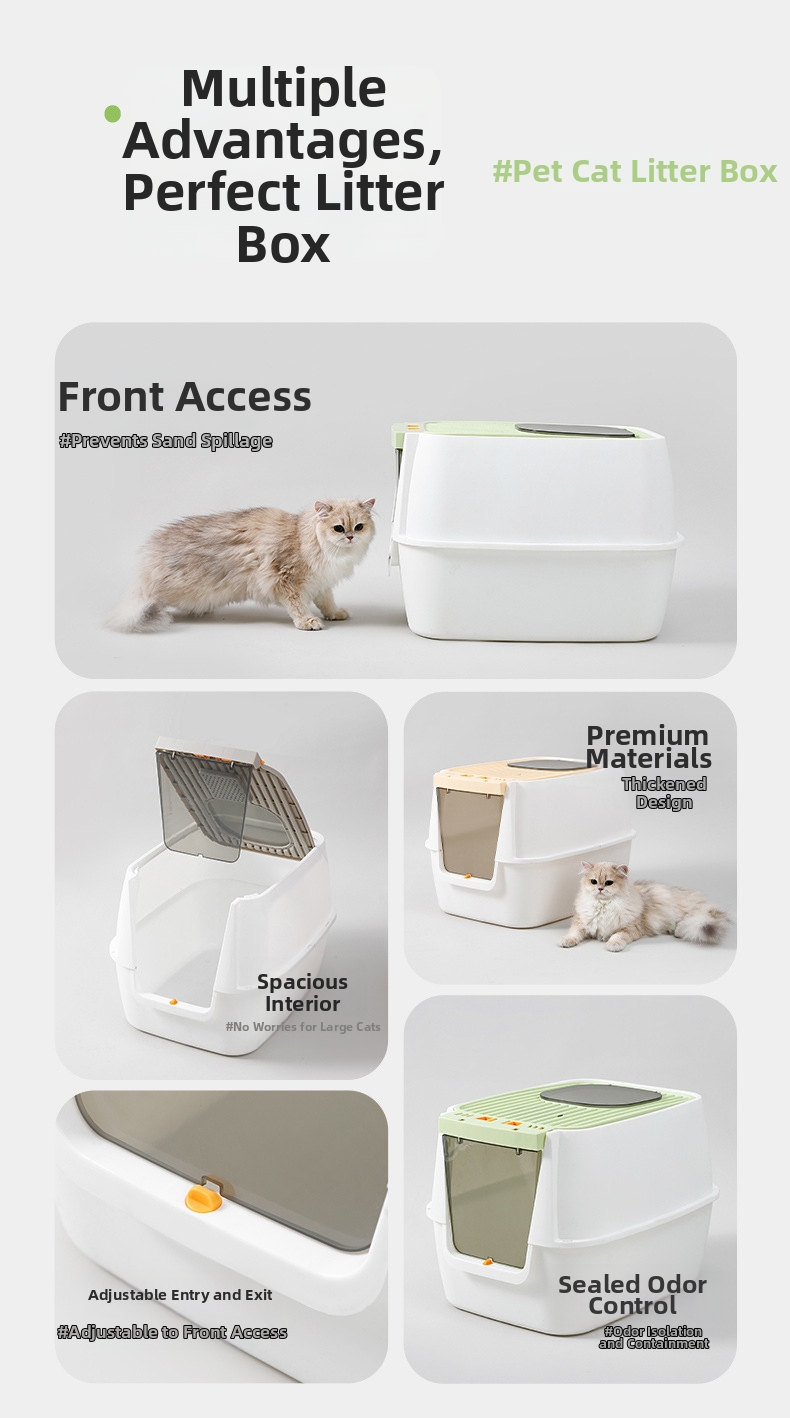 Extra Large Mega Cat Litter Box Fully Enclosed Splash Proof Odor Resistant Sterilizing_voghion.com