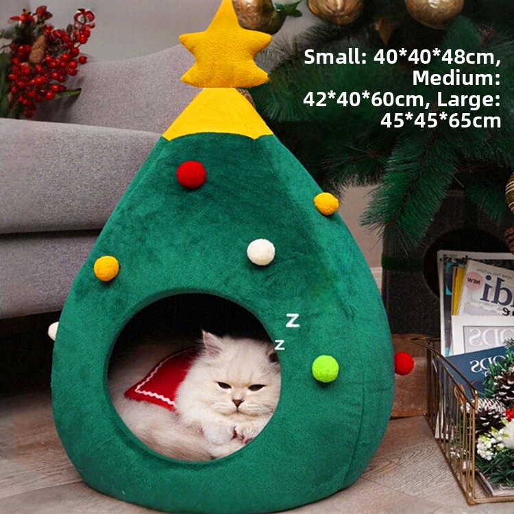 Niche pour chat chaude toutes saisons, doublée en polaire épaisse, nid pour chat pour le Nouvel An_voghion.com