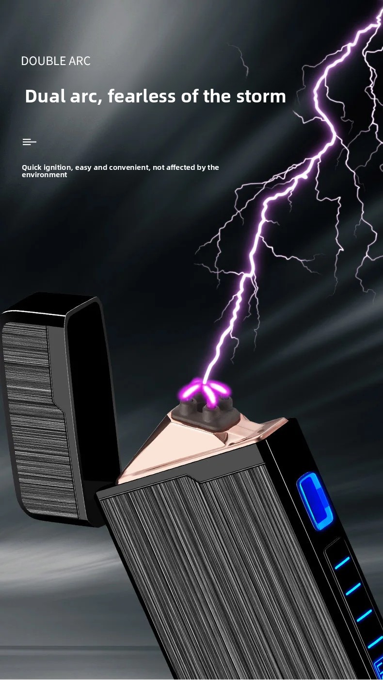 Plasma Dual ARC Touch Sensitive Feuerzeug USB wiederaufladbar winddicht flammenloses Feuerzeug Geschenk für Männer – Detail 8