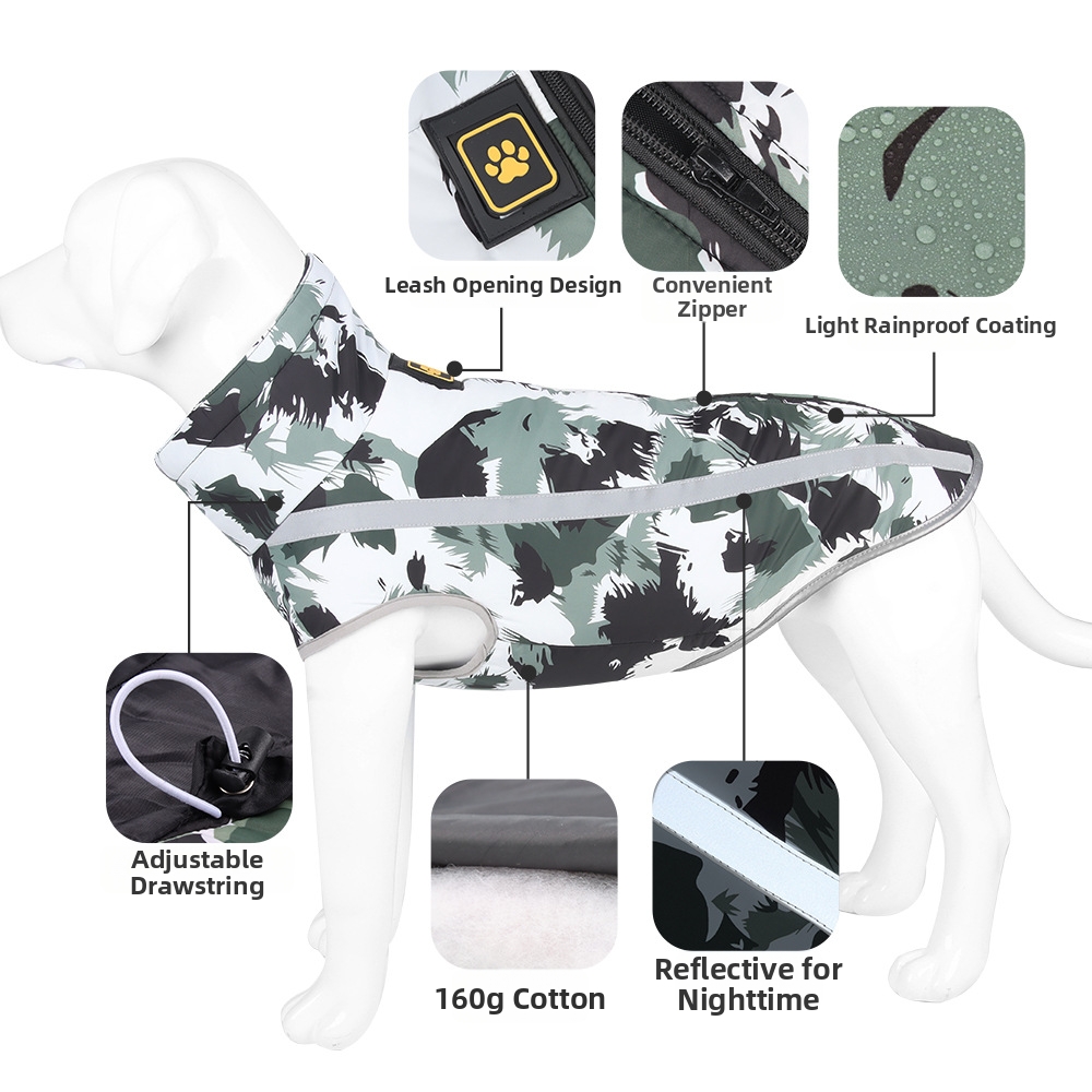 Winter Windproof Dog Jacket Style For Large Dogs Reflective Cotton Padded Camouflage Outdoor Clothing For Medium And Large Breeds_voghion.com
