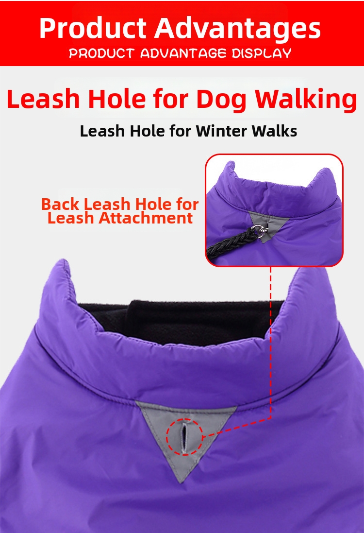 Reflective One Piece Dog Windproof Jacket Large Dog Clothes Adjustable Cotton Winter Clothing_voghion.com