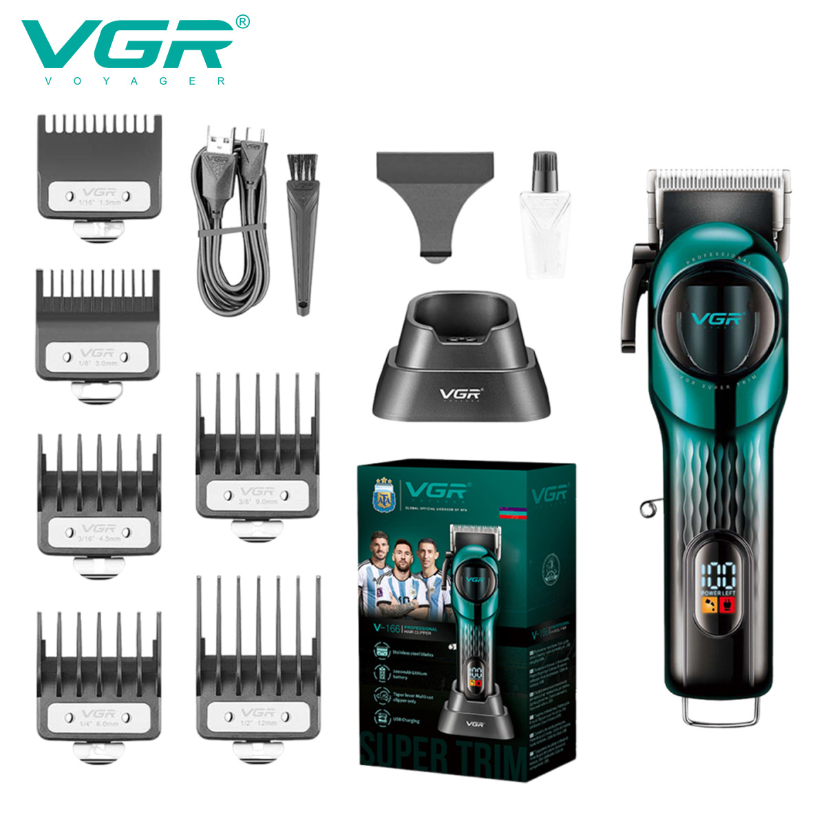 Professioneller elektrischer Haarschneider für Herren mit LCD-Display, Heim-Körperpflegegerät, Haartrimmer mit Basisstation_voghion.com