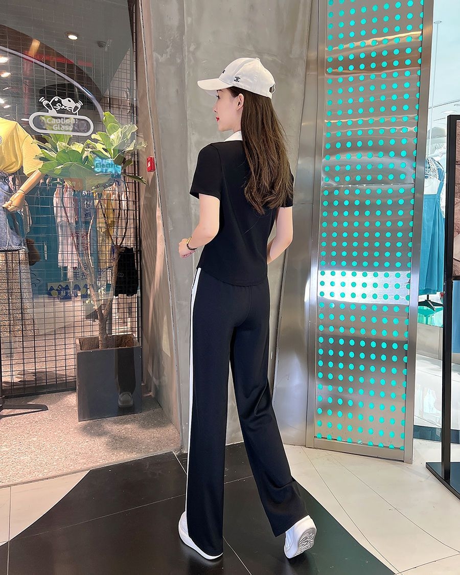 Women's Pant Set Lapel Short Sleeve Chic Professional Two Piece_voghion.com