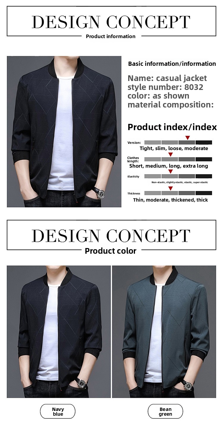 Men's Casual Bomber Jacket, Slim Fit Baseball Style Lightweight_voghion.com