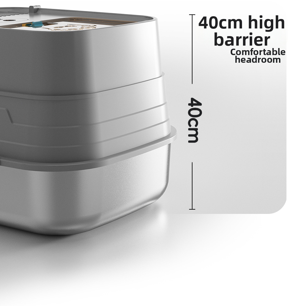 Large Stainless Steel Enclosed Cat Litter Box Anti-leak Toilet_voghion.com